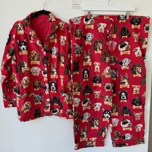 Nick & Nora Dogs Milk-bone Flannel Pajama Set in Red size large